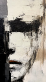Cargar imagen en el visor de la galería, Cuadro Decorativo Abstracto Negro Arena 2-205 Rostro Estilo Nordico Cara Moderna en Tonos Neutros
