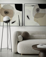 Cargar imagen en el visor de la galería, Set Cuadros Decorativos Abstracto Negro Arena 2-234 - Diptico Moderno y Elegante Estilo Nordico en Beige y Negro Tonos Neutros
