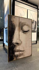 Cuadro Decorativo Abstracto Negro Arena 2-210 Rostro de Mujer Zen Arte Moderno y Elegante Cara estilo Boho
