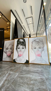 Set Cuadros Decorativos Bubble Gum 006 Marilyn, Audrey y Brigitte