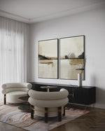 Cargar imagen en el visor de la galería, Set Cuadros Decorativos Abstracto Negro Arena 2 - 216 - Diptico Minimalista Arte Moderno y Elegante Tonos Beige y Negro
