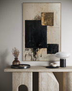 Cargar imagen en el visor de la galería, Cuadro Decorativo Abstracto Negro Arena 2-274 Arte Moderno y Elegante Estilo Nordico en Negro, Beige y Dorado Oro
