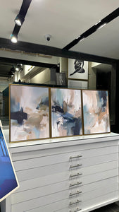 Set de 3 Cuadros Decorativos Abstract Colors 3 - 303 - Arte Contemporáneo en Tonos Azul, Aqua, Beige y Terracota-Triptico