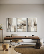 Cargar imagen en el visor de la galería, Set Cuadros Decorativos Abstracto Negro Arena 2 - 211 - Triptico En tonos Beige y Cafe Colores Neutros Arte Moderno Estilo Boho Nordico
