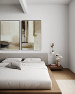 Cargar imagen en el visor de la galería, Set Cuadros Decorativos Abstracto Negro Arena 2 - 209 - Diptico Minimalista en Tonos Neutros Arte Estilo Nordico
