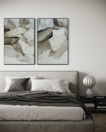 Cargar imagen en el visor de la galería, Set Cuadros Decorativos Abstracto Negro Arena 2 - 202 - Díptico Minimalista Estilo Boho Arte en tonos Neutros
