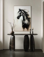 Cargar imagen en el visor de la galería, Cuadro Decorativo Abstracto Negro Arena 2- 258 -Boceto de Caballo Negro Arte Moderno en Tonos Neutros
