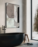 Cargar imagen en el visor de la galería, Cuadro Decorativo Abstracto Negro Arena 244 Silueta Rostros Femeninos Arte Lineal Moderno y Minimalista Nordico Tonos Neutros
