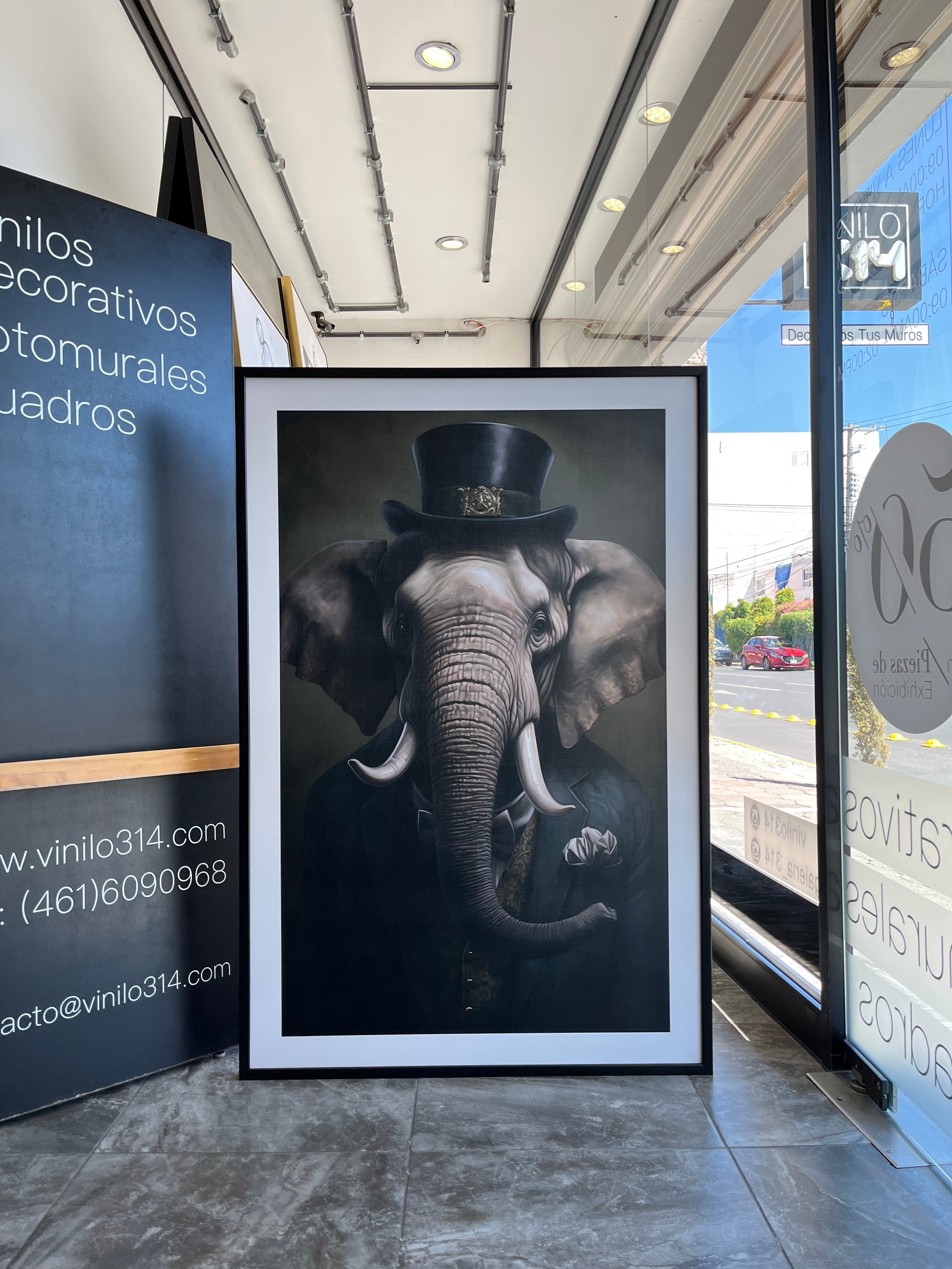 Cuadro Decorativo Animales Época 002 - Caballero Elefante con Sombrero