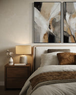 Cargar imagen en el visor de la galería, Set Cuadros Decorativos Abstracto Negro Arena 2 - 206 - Diptico Modernos Arte Minimalista estilo Boho en Tonos Neutros Cálidos
