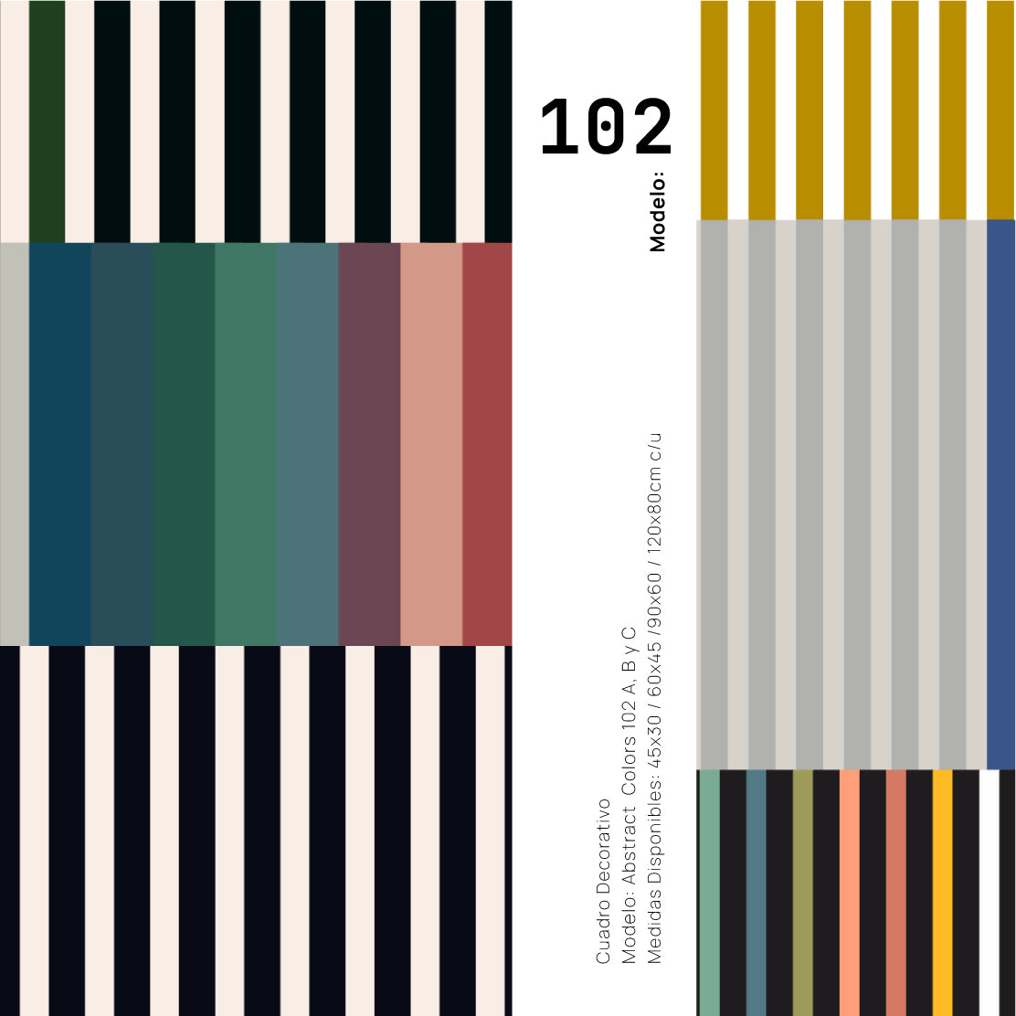 Set 3 Cuadros Decorativos Abstract Colors 102 - Para Credenza