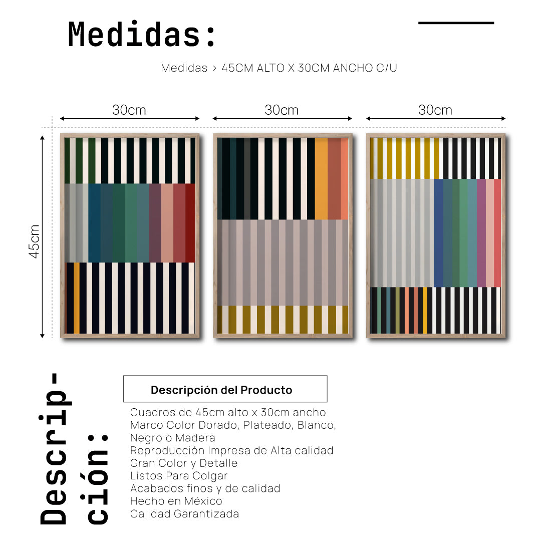 Set 3 Cuadros Decorativos Abstract Colors 102 - Para Credenza