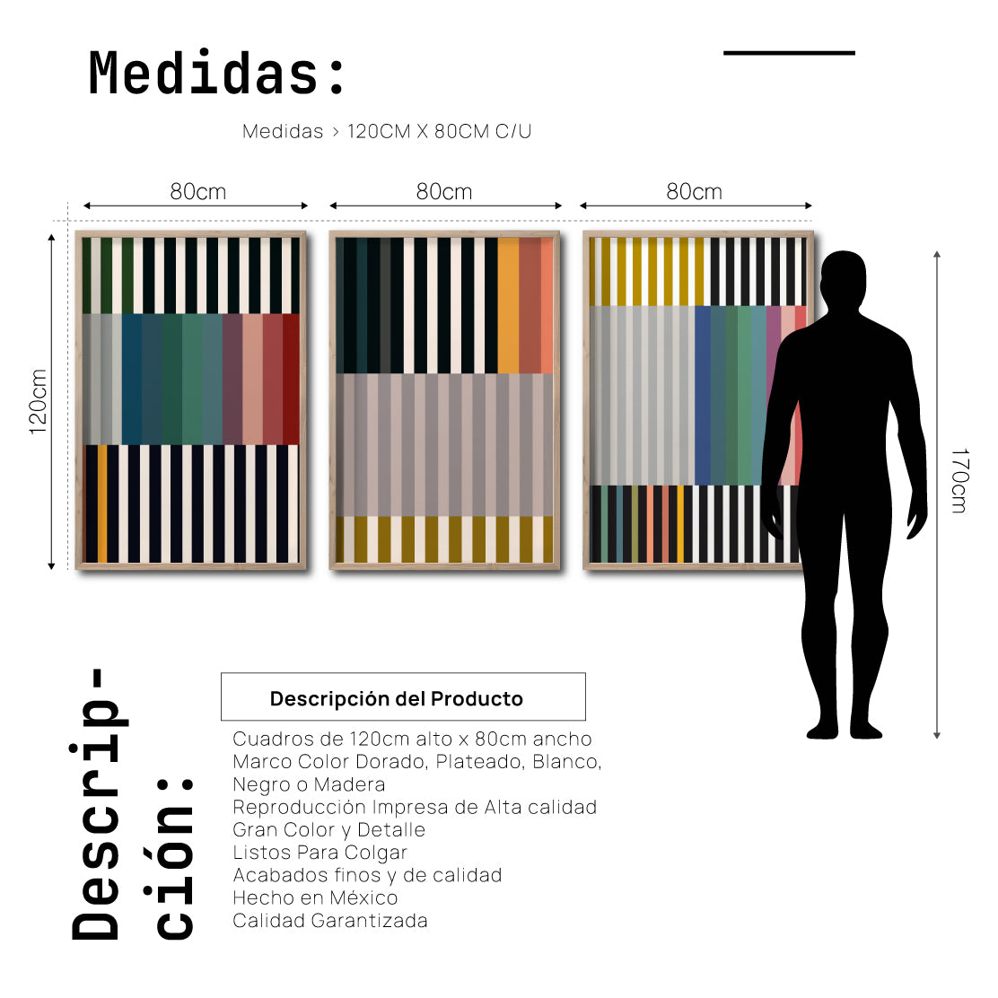 Set 3 Cuadros Decorativos Abstract Colors 102 - Para Credenza