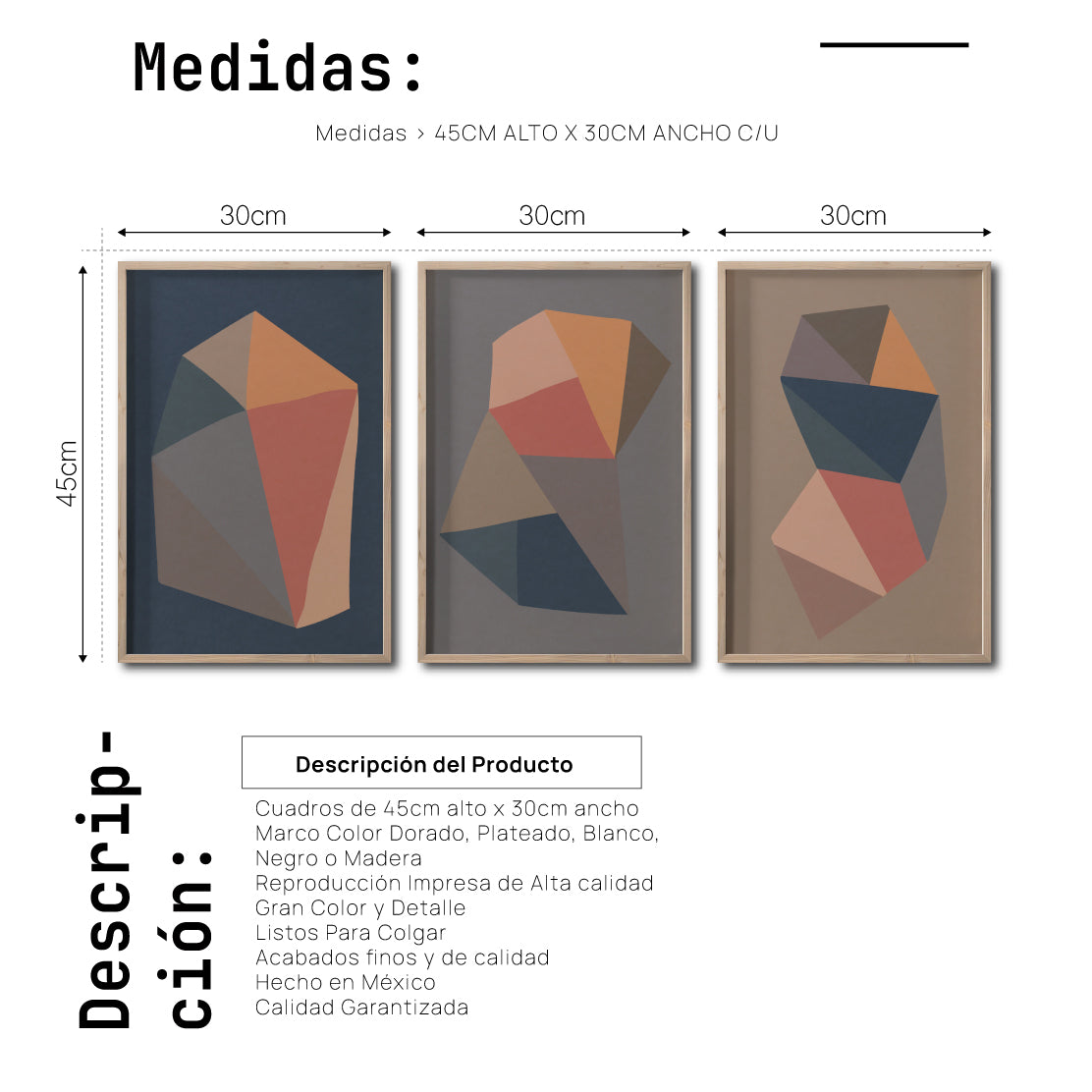 Set 3 Cuadros Decorativos Abstract Colors 112 - Para Credenza