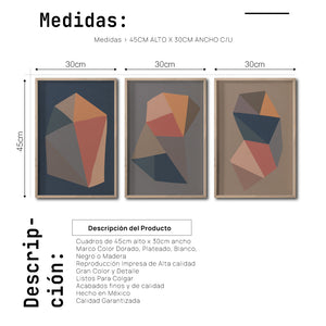 Set 3 Cuadros Decorativos Abstract Colors 112 - Para Credenza