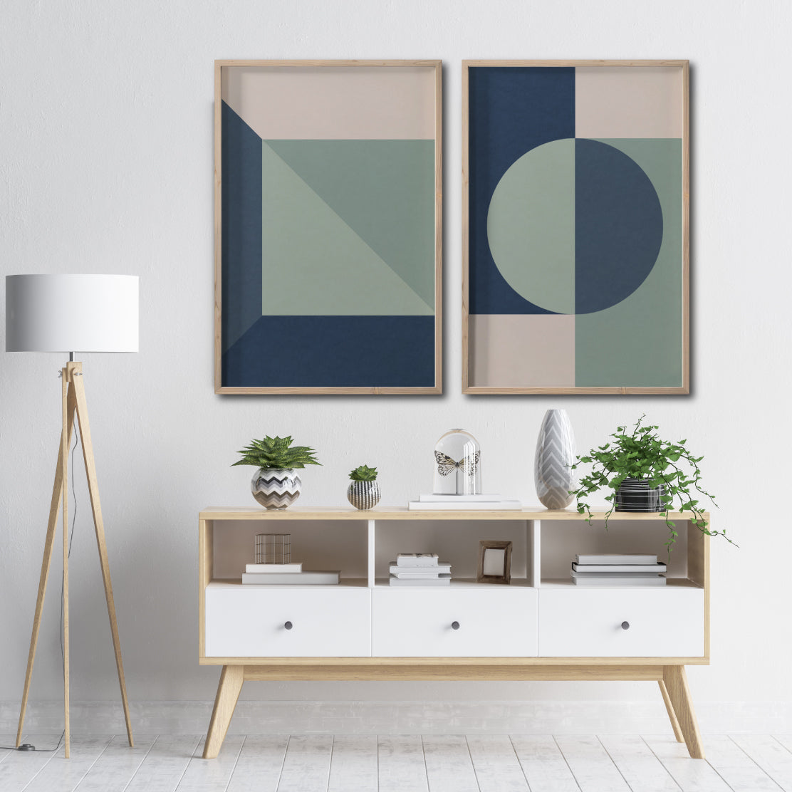 Set 2 Cuadros Decorativos Abstract Colors 115 - Para Credenza