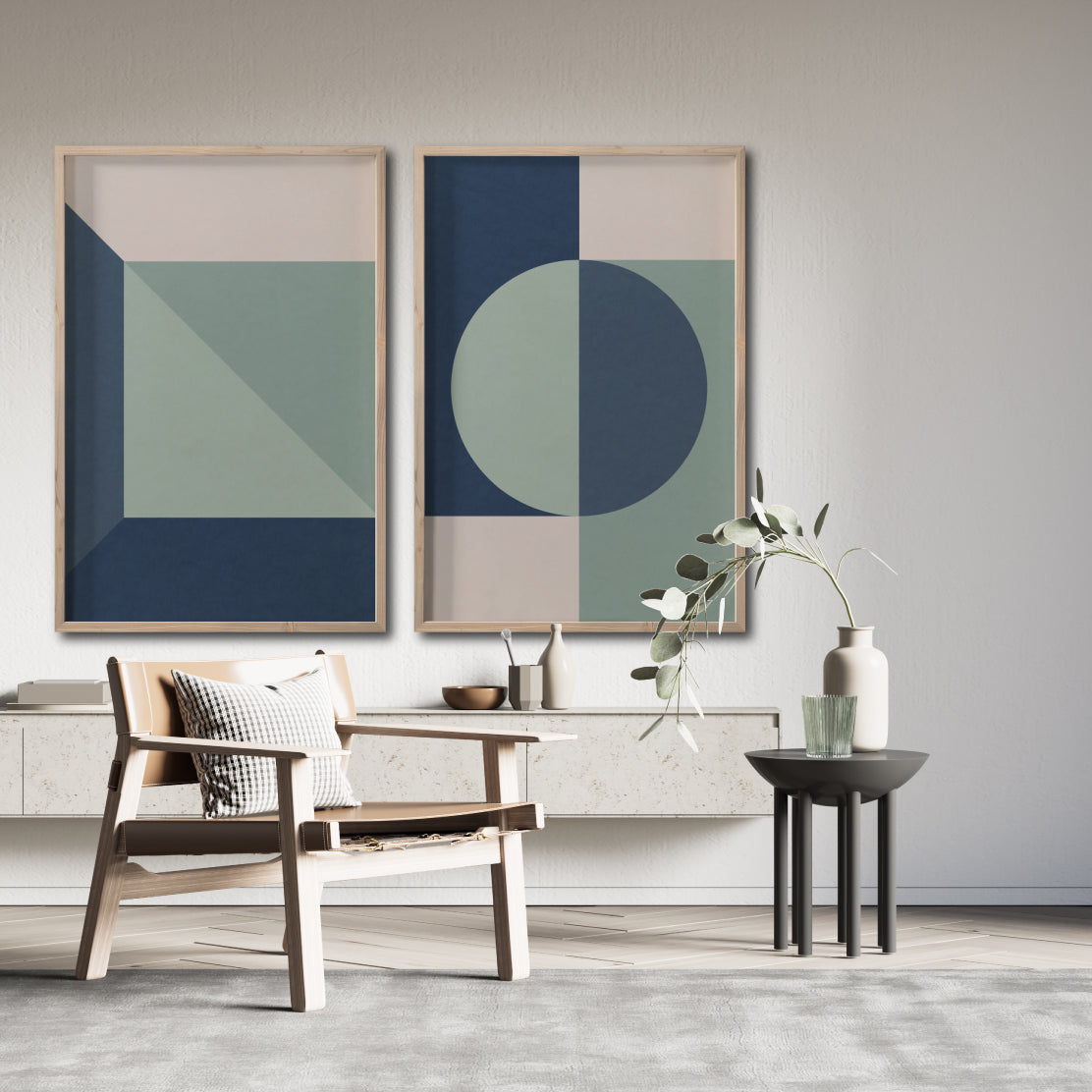 Set 2 Cuadros Decorativos Abstract Colors 115 - Para Credenza