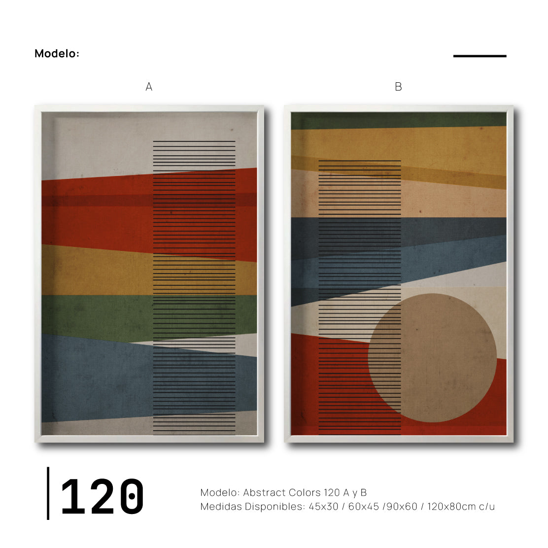 Set 2 Cuadros Decorativos Abstract Colors 120 - Para Estudio