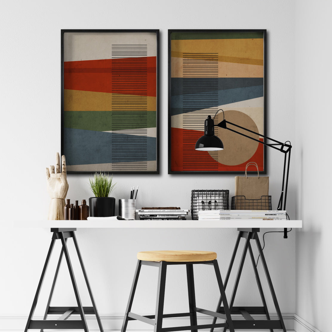 Set 2 Cuadros Decorativos Abstract Colors 120 - Para Estudio
