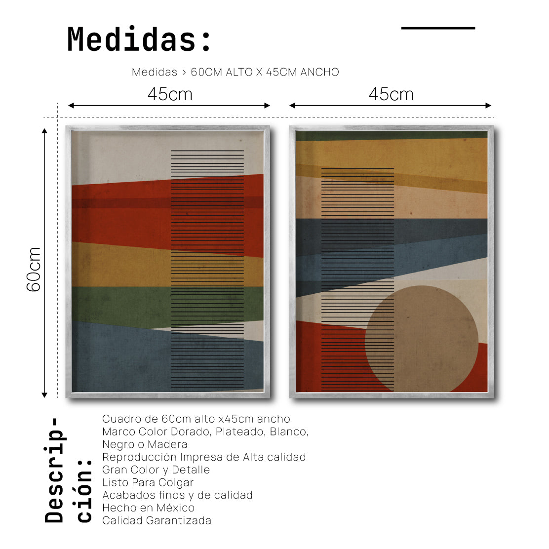 Set 2 Cuadros Decorativos Abstract Colors 120 - Para Estudio