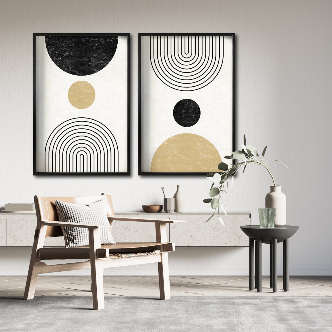 Set 2 Cuadros Decorativos Abstract Colors 014 - Para Credenza