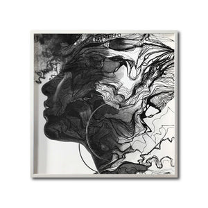 Cuadro Decorativo Art Faces 002 - Rostro Abstracto Femenino  Blanco y Negro