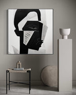 Cargar imagen en el visor de la galería, Cuadro Decorativo Abstracto Negro Arena 2-228 Rostro Moderno Cubismo Estilo Nordico Arte Minimalista
