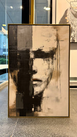 Cargar imagen en el visor de la galería, Cuadro Decorativo Abstracto Negro Arena 2-205 Rostro Estilo Nordico Cara Moderna en Tonos Neutros
