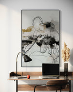 Cargar imagen en el visor de la galería, Cuadro Decorativo Abstracto Negro Arena 2-235 Silueta Humana Arte Lineal Moderno y Minimalista Tonos Neutros
