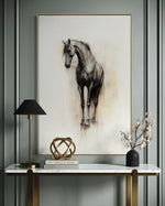 Cargar imagen en el visor de la galería, Cuadro Decorativo Abstracto Negro Arena 2 - 260 - Boceto de Caballo Negro Ate Moderno y Minimalista Estilo Nordico Tonos Neutros
