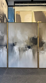 Cargar imagen en el visor de la galería, Set Cuadros Decorativos Abstracto Negro Arena 2 - 201 - Triptico Estilo Nordico Arte Moderno en Tonos Neutros
