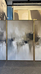 Set Cuadros Decorativos Abstracto Negro Arena 2 - 201 - Triptico Estilo Nordico Arte Moderno en Tonos Neutros