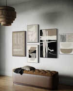 Cargar imagen en el visor de la galería, Set Cuadros Decorativos Abstracto Negro Arena 2 - 218A - 5piezas Minimalistas Arte Moderno Estilo Nordico en Tonos Neutros
