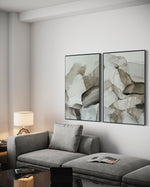 Cargar imagen en el visor de la galería, Set Cuadros Decorativos Abstracto Negro Arena 2 - 202 - Díptico Minimalista Estilo Boho Arte en tonos Neutros
