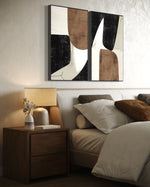 Cargar imagen en el visor de la galería, Set Cuadros Decorativos Abstracto Negro Arena 2 - 208 - Diptico Moderno y Elegante Estilo Nordico Boho en Tonos Neutros
