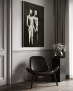 Cargar imagen en el visor de la galería, Cuadro Decorativo Abstracto Negro Arena 2-224 Siluetas de Pareja Arte Moderno y Minimalista en Beige y Negro Tonos Neutros
