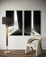 Cargar imagen en el visor de la galería, Set Cuadros Decorativos Abstracto Negro Arena 2 - 237 - Diptico Siluetas Humanas Arte Moderno Minimalista Puertas Estilo Nordico Tonos Neutros
