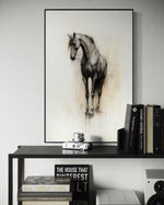 Cargar imagen en el visor de la galería, Cuadro Decorativo Abstracto Negro Arena 2 - 260 - Boceto de Caballo Negro Ate Moderno y Minimalista Estilo Nordico Tonos Neutros
