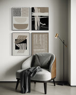 Cargar imagen en el visor de la galería, Set Cuadros Decorativos Abstracto Negro Arena 2 - 218 C - 4piezas Arte Moderno y Minimalista Estilo Boho Nordico Tonos Neutros
