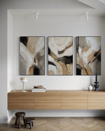 Cargar imagen en el visor de la galería, Set Cuadros Decorativos Abstracto Negro Arena 2 - 206 - Triptico Minimalista Arte Moderno y Elegante Estilo Nordico en Tonos Neutros
