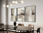 Cargar imagen en el visor de la galería, Set Cuadros Decorativos Abstracto Negro Arena 2 - 211 - Triptico En tonos Beige y Cafe Colores Neutros Arte Moderno Estilo Boho Nordico
