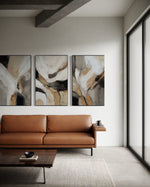 Cargar imagen en el visor de la galería, Set Cuadros Decorativos Abstracto Negro Arena 2 - 206 - Triptico Minimalista Arte Moderno y Elegante Estilo Nordico en Tonos Neutros
