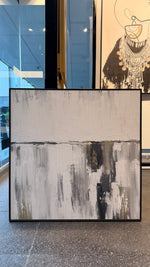 Cargar imagen en el visor de la galería, Set Cuadros Decorativos Abstracto Negro Arena 2 - 203 - Diptico Moderno y Minimalista Estilo Nordico en Tonos Neutros y un toque de Dorado Oro
