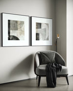 Cargar imagen en el visor de la galería, Set Cuadros Decorativos Abstracto Negro Arena 2 - 232 - Diptico Moderno Arte Minimalista Estilo Nordico Tonos Neutros
