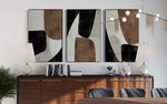 Cargar imagen en el visor de la galería, Set Cuadros Decorativos Abstracto Negro Arena 2-208 - Triptico Minimalista Estilo Nordico Arte Moderno y Elegante en Tonos Neutros
