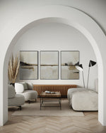 Cargar imagen en el visor de la galería, Set Cuadros Decorativos Abstracto Negro Arena 2 - 216 - Triptico Moderno y Elegante Arte Minimalista Estilo Nordico Tonos Neutros
