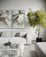 Cargar imagen en el visor de la galería, Set Cuadros Decorativos Abstracto Negro Arena 2 - 202 - Díptico Minimalista Estilo Boho Arte en tonos Neutros
