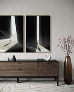 Cargar imagen en el visor de la galería, Set Cuadros Decorativos Abstracto Negro Arena 2 - 237 - Diptico Siluetas Humanas Arte Moderno Minimalista Puertas Estilo Nordico Tonos Neutros
