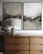 Cargar imagen en el visor de la galería, Set Cuadros Decorativos Abstracto Negro Arena 2 - 238 - Diptico Moderno y Elegante Arte Estilo Nordico Tonos Neutros
