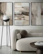 Cargar imagen en el visor de la galería, Set Cuadros Decorativos Abstracto Negro Arena 2 - 211 - Triptico En tonos Beige y Cafe Colores Neutros Arte Moderno Estilo Boho Nordico
